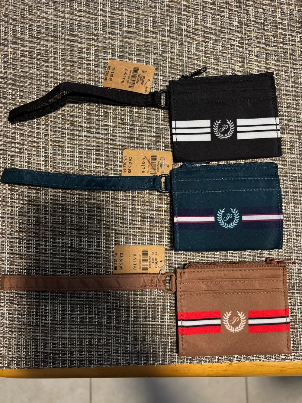 Victoria's Secret Triple Pack Wristlet Card Holders - Black, Teal, Brown